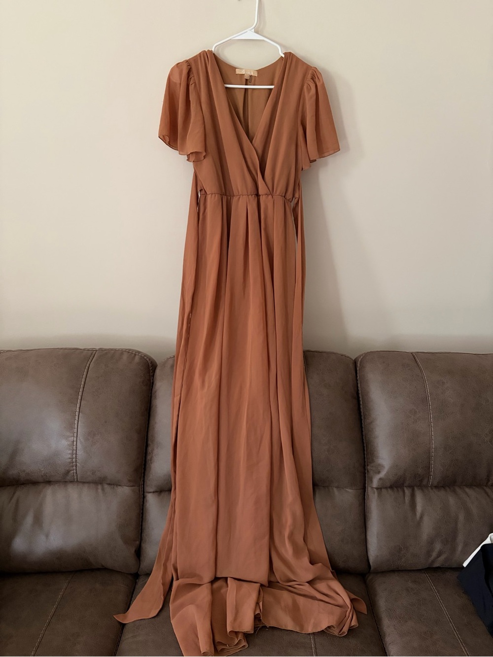 Baltic Born Terracotta Maxi Dress with Flutter Sleeves